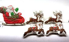 Santa & Reindeer CUT & SEW Pillow Figures, Set of 5  Hand Stitched and Filled