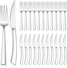 Herogo Steakbesteck Set, 24-teilig Edelstahl Messer und Gabel Set für 12