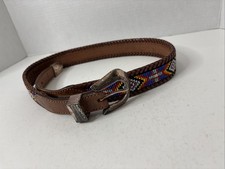 VINTAGE 90S LL BEAN BRAIDED SOUTHWESTERN COLORFUL BEADED/BEAD BELT R619 SIZE 30