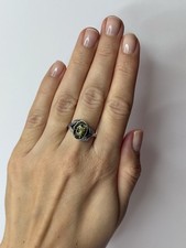 Genuine Baltic Amber Stone Ring with Sterling Silver.GREENISH Amber Stone Ring.