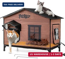 Heated Cat House for Outside: 31.5" XXL 100 Waterproof Insulated Outdoor Cat