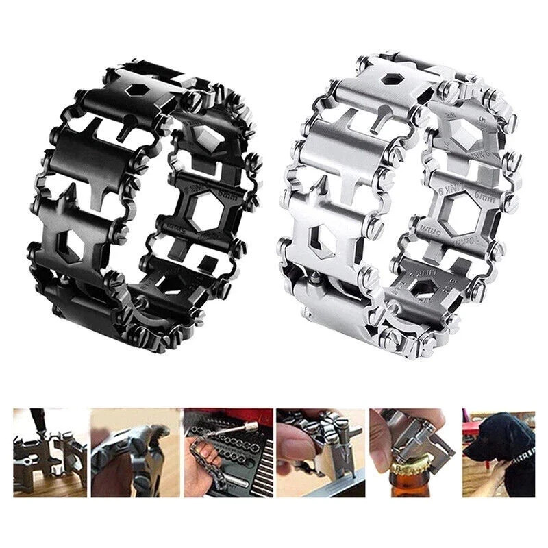 Bracelet multitool 29 en 1 en acier inoxydable pour homme