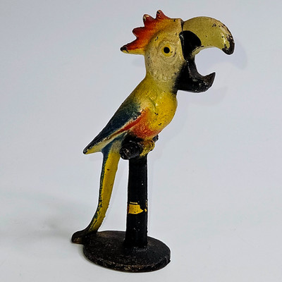 Antique John Wright Cast Iron Parrot Bird Bottle Opener Clean Original Paint