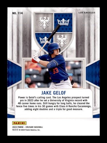 2024 Panini Crusade Silver #114 Jake Gelof Los Angeles Dodgers - Bild 2 von 2