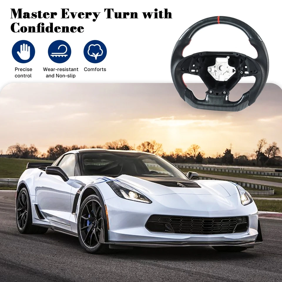 Volante de fibra de carbono Hydro-Dip para Chevrolet Corvette C7 2014-19 en stock Foto 4 de 4