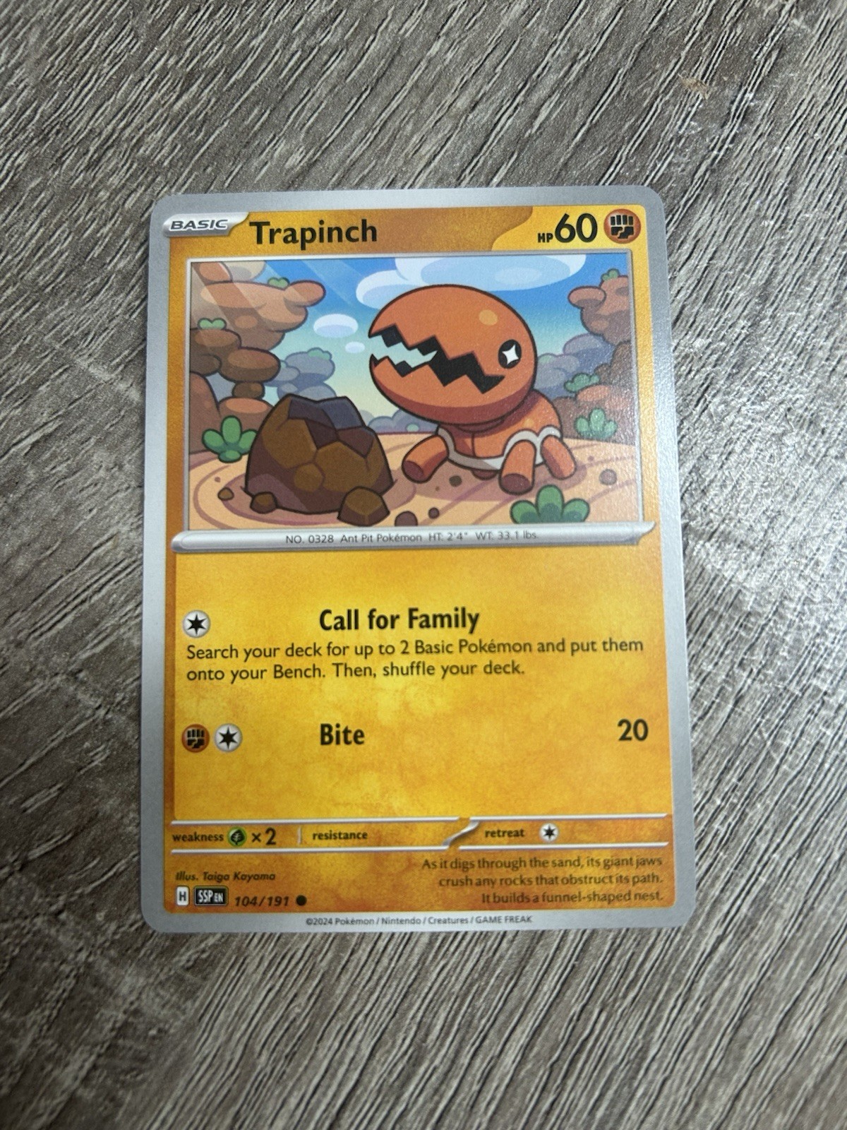 “Trapinch” Pokemon Card