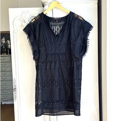BCBG Max Azria Lindsay Lace Mini Dress Slip Set Black 2pc 