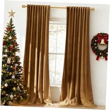 Velvet Curtains 84 inches - 52"W x 84"L Pack of 2 Alpha Color - Gold Brown