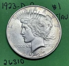1923-D Peace Silver Dollar $1 Xf / AU US Coin