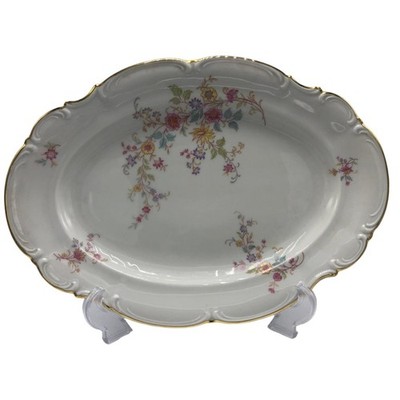 The Afton #8454 Hutschenreuther Selb 12'' Oval Serving Platter Germany Gold Trim