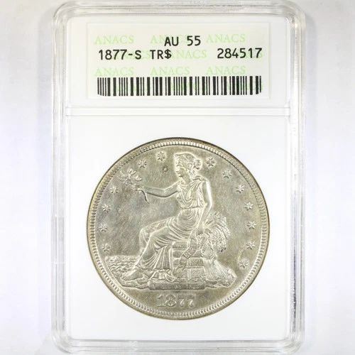 1877-S T$1 ANACS AU55 - Trade Dollar - Great Type Coin