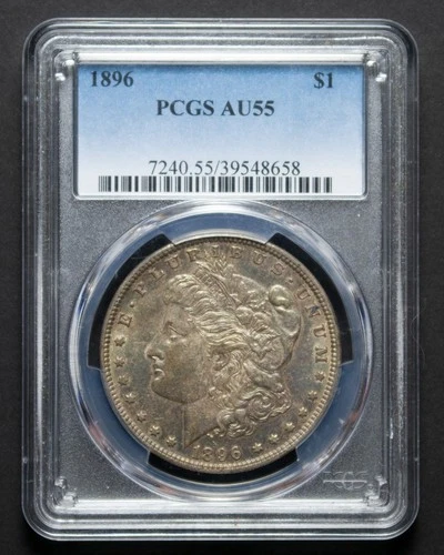 1896 Morgan Silver Dollar PCGS AU55 Toning