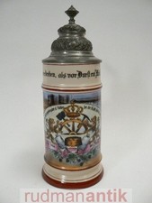 ZUNFTKRUG BIERKRUG BERUF MÜLLER HANDWERK PORZELLAN bemalt LITHOPHANIE um 1900