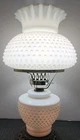 VTG 3-Way Electrified Hurricane Lamp Hobnail Globe & Milk Glass Shade RARE 19"