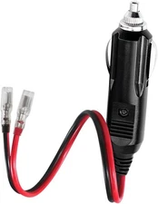 12V Replacement Cigarette Lighter Male Plug with Leads & LED Light - 16AWG Car M