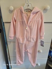 Carter's 18m Pink One Piece Hooded Warm Romper Flower Hood Bear Bottom New Tag