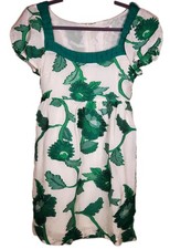 EUC Alice + Olivia Green / White Floral Embroidered A-Line Mini Dress Women's S