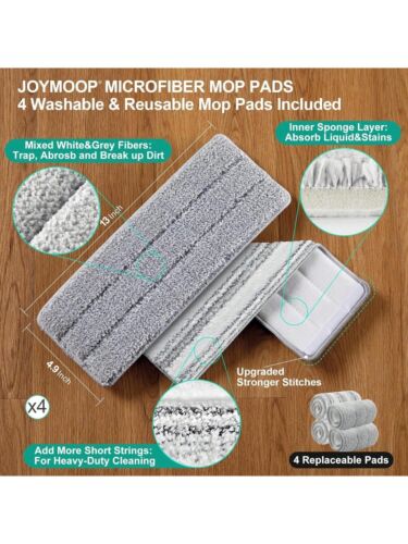 With Wringer Set, White Flat Squeeze Mop Bucket Set For Floor - Picture 3 of 6