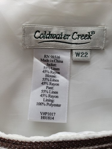 Coldwater Creek Embroidered Linen Blend Sleeveless Ivory Top Size 22W - Picture 2 of 9