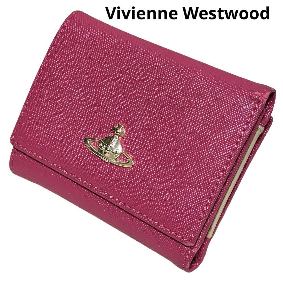Vivienne Westwood Fold Wallet Clasp Orb Leather Pink Women