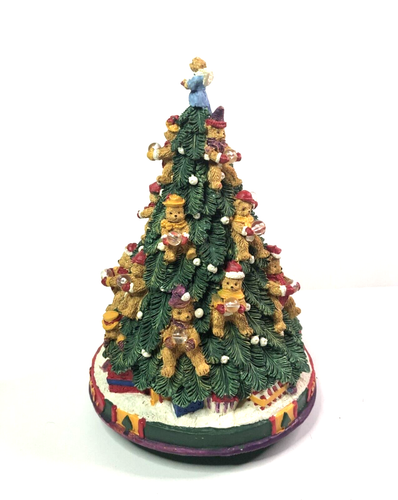 Santa & Co. Green Revolving Musical Bear Christmas Tree 1996 8-1/4" Works - Picture 7 of 8
