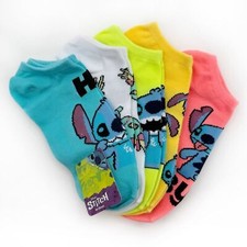 Disney Lilo and Stitch Womens No Show Socks Neon Colorful Funny Gift 5 Pairs