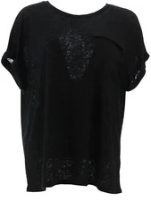 DG2 Diane Gilman Slub Pocket Tee Black S NEW (1189)