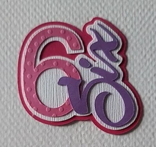 Birthday Age Pink Title Number Six. Scrapbook, Card Making Paper Piecing