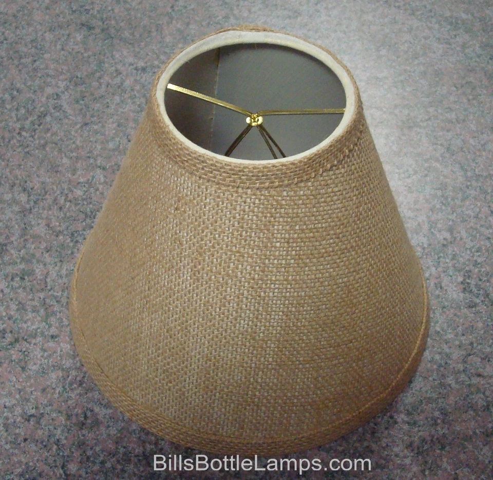 Rustic Cottage Cabin Burlap Table Light LAMP SHADE "Clip-On" Bulb 9" inch Cone - Image 4 of 4