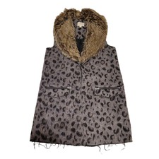 Jolt Cheetah Print Vest With Removable Fur Collar - Women's Size S