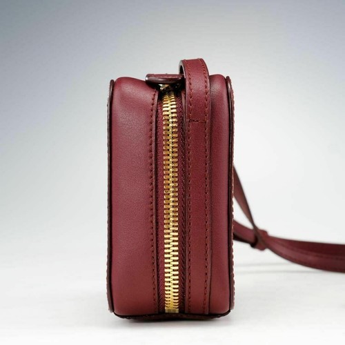Auth A.P.C Mini Louisette Square Shoulder Bag Leather Apc Crossbody Bordeaux - Picture 6 of 9