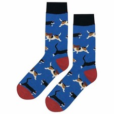 NWT Cat And Dog Dress Socks Novelty Men 8-12 Blue Crazy Fun Sockfly