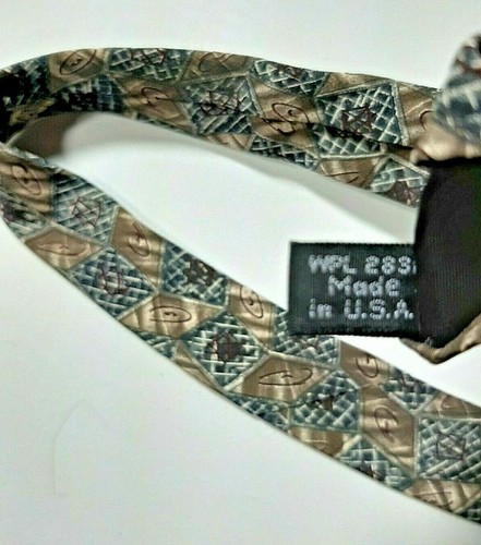 Zylos George Machado Men's 100% Silk Tie Geometric Multi-Colored Brown Blue F-4 - Picture 7 of 8