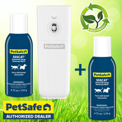 PetSafe PPD00-18209 SSSCat Spray Deterrent Motion Activated Pet Kit + Can Bundle