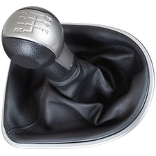 POMMEAU LEVIER VITESSE + SOUFFLET NOIR-BEIGE - 6V POUR SEAT ALTEA LEON II TOLEDO