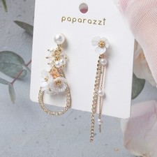 Sweet Pearl Flower Drop Earrings for Women Girls Bridal Wedding Gift Fun