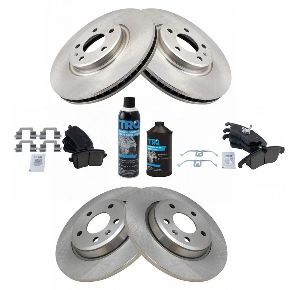 Kit de pastillas de freno y rotor de disco cerámico premium delantero y trasero TRQ para Audi 2011-2017 Foto 2 de 4