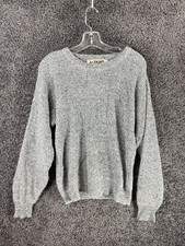 Vintage Le Tigre Sweater Men Medium Heather Gray 100 Acrylic Crew Neck Pullover