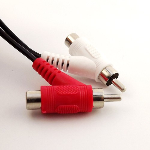 1x RCA Audio Piggyback Stereo Connector Cable 2 Male to Male + Female Piggy Back - Picture 5 of 5