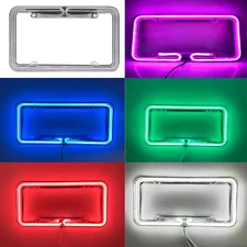12V Universal For Car SUV Trucks Neon License Plate Frame Cover Purple Red White