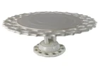 Westmoreland Cake Stand Milk Glass Vtg White Doric Lace Edge Pedestal 11.5" NICE