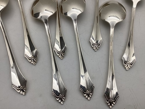 Set 8 Oneida Community Belcourt Silverplate Soup Spoons Tablespoons - Picture 5 of 7