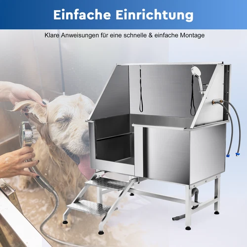 CO-Z 127cm Hunde Badewanne aus Edelstahl Haustiere Pflege Dusche Tierbadewanne - Bild 18 von 29
