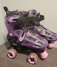 Roller Derby Quad Skates RD Adjustable Youth Sizes 3-6 Purple w Glitter