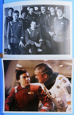 STAR TREK PHOTO STILL Pair vtg Search for SPOCK Kirk Scotty CREW / FREE SHIP