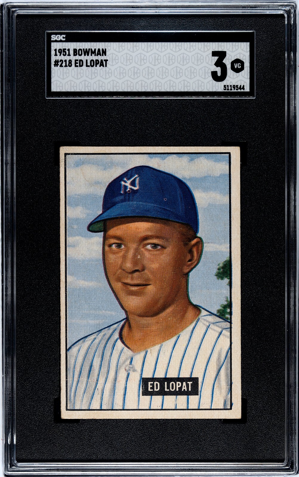 1951 Bowman ED LOPAT New York Yankees #218 SGC 3 VG Condition