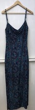 Jacqueline Ferrar Slinky knit paisley slip maxi dress Cowl Neck Bodycon Size M