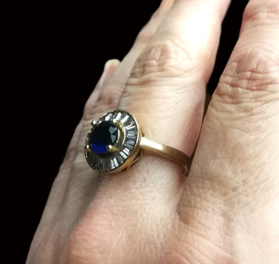 SAPPHIRE & TOPAZ 925 SILVER HANDMADE TURKISH OTTOMAN STYLE RING - Immagine 4 di 4