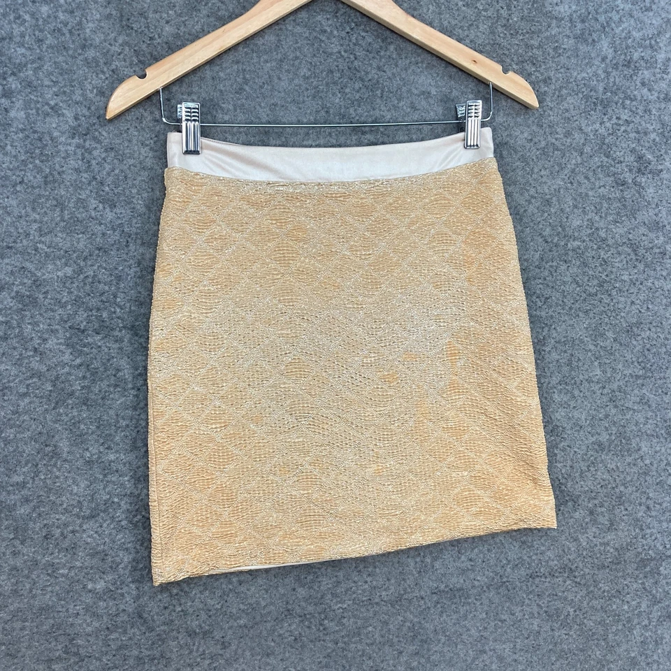 Minifalda Miss Selfridge para mujer talla 8 dorada elástica ceñida al cuerpo cremallera 32405 Foto 3 de 4