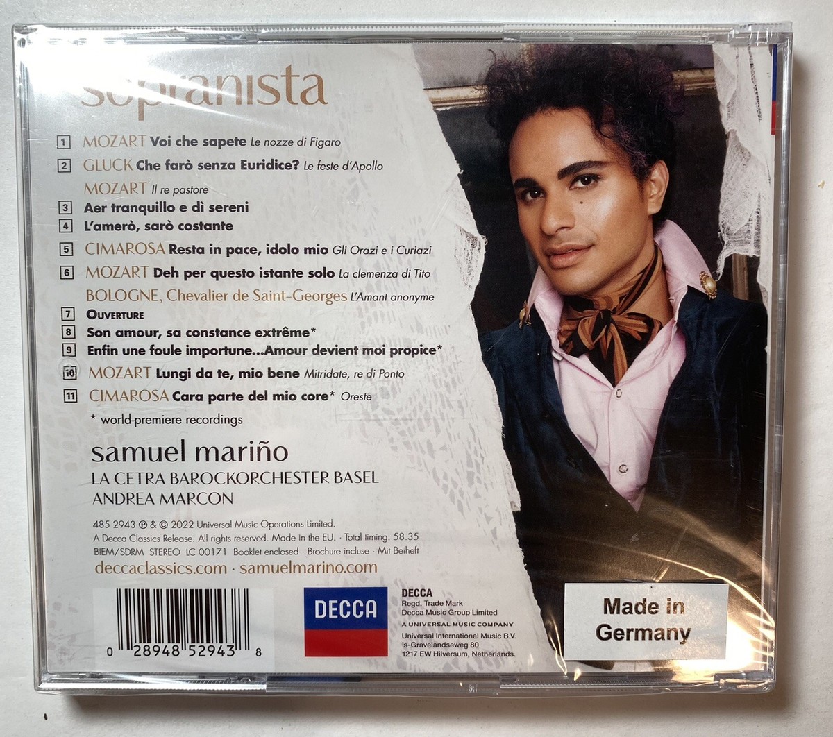 Sopranista by Marino, Samuel / La Cetra Barockorchester